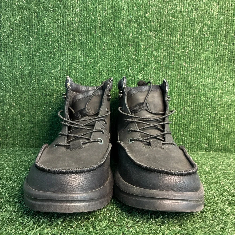 NEW Hey Dude Bradley Classic Leather Moc Toe Chukka Boots Black Mens Size 10